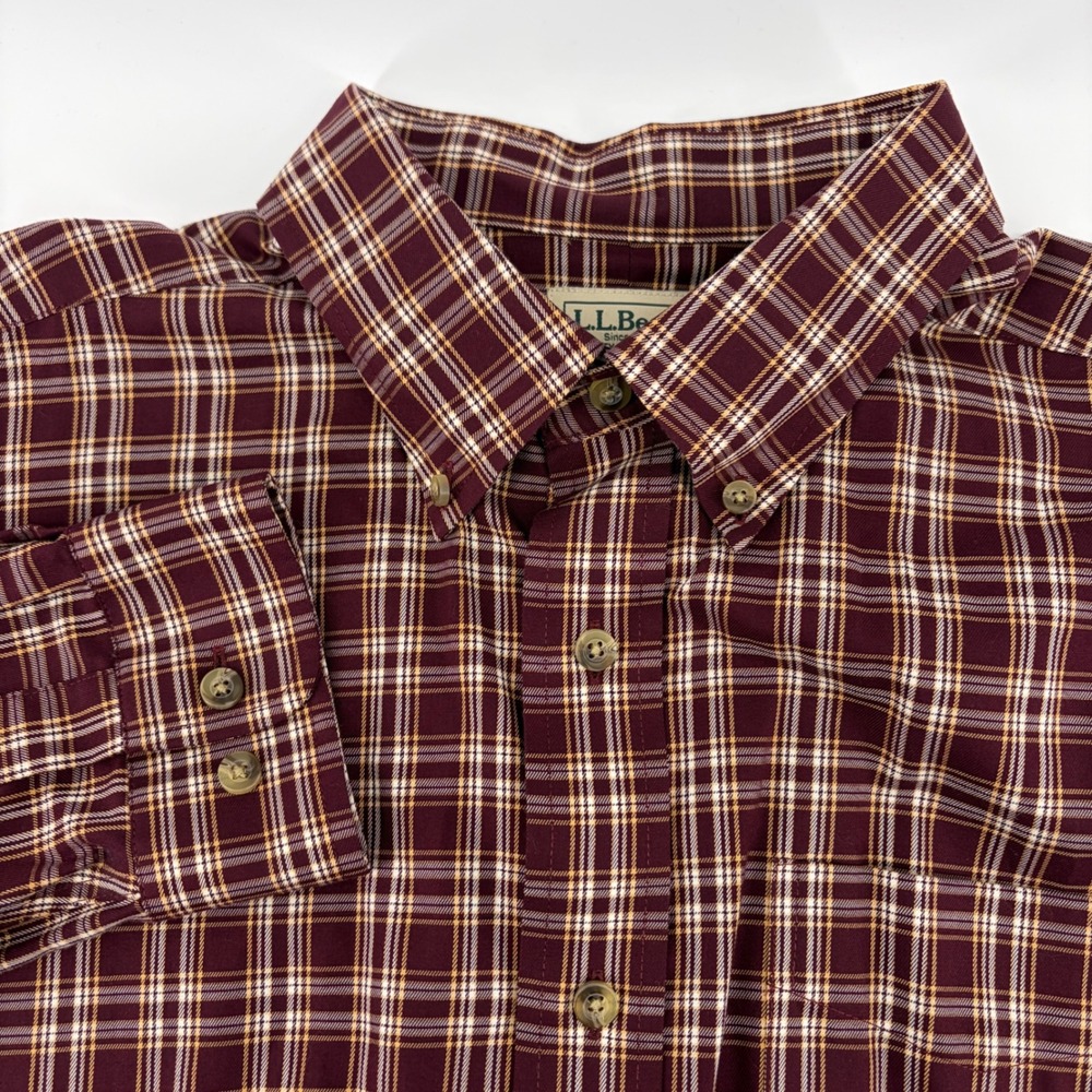 LL Bean Traditional Fit Plaid Long Sleeve Button Down Shirt Men's L Regular‎